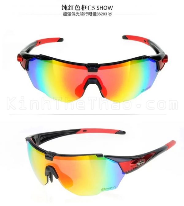 Bộ Kính Thể Thao 3 Tròng Mắt Basto BS203  - Đen Đỏ