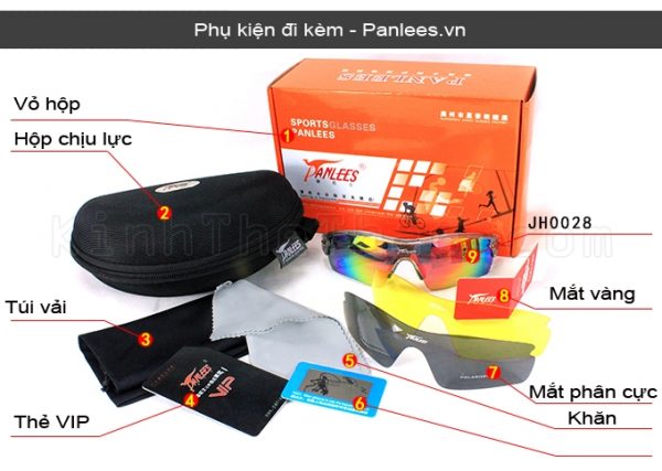 Bộ Kính Thể Thao 3 Tròng Mắt Panlees JH0028 Trắng Trong