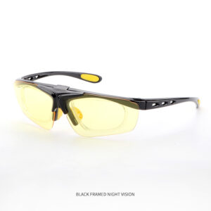 Kính Chơi Pickleball Tennis Cho Nữ - Kính Thể Thao Ngoài Trời Cho Nữ Hoặc Người Mặt Nhỏ - Có Khung Gắn Cận - Gọng Đen Mắt Vàng Chơi Trời Tối