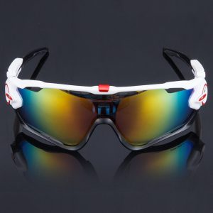 Bộ Kính Thể Thao Chạy Bộ Đạp Xe F12 Trắng - Mắt Phản Quang ( Kèm 5 mắt )
